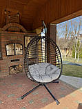 Крісло гойдалка підвісне садове кокон SAN VITO з м'якою подушкою, чорне, фото 6
