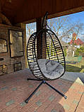 Крісло гойдалка підвісне садове кокон SAN VITO з м'якою подушкою, чорне, фото 9