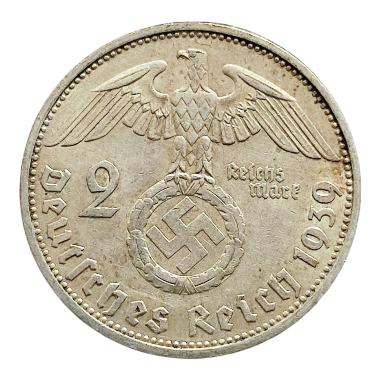 Німеччина - Третій рейх 2 рейхсмарки, 1939 Мітка монетного двору "F" - Штутгарт