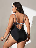 Купальник жіночий суцільний злитий чорний/леопард 5XL 56 великий розмір, фото 2