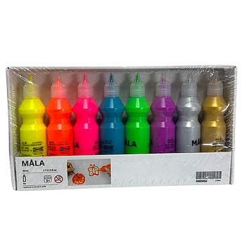 Набір люмінесцентних фарб IKEA MALA (ІКЕА МОЛА). 70266299. 8 предметів