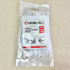 Хомут пластиковий 2,5x100 мм, (100 шт./пач.), білий INTERTOOL TC-2510