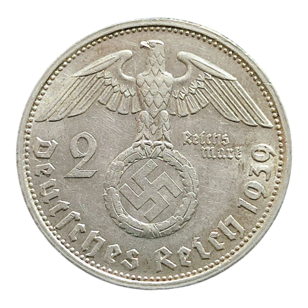 Німеччина - Третій рейх 2 рейхсмарки, 1939 Мітка монетного двору "G" - Карлсруе