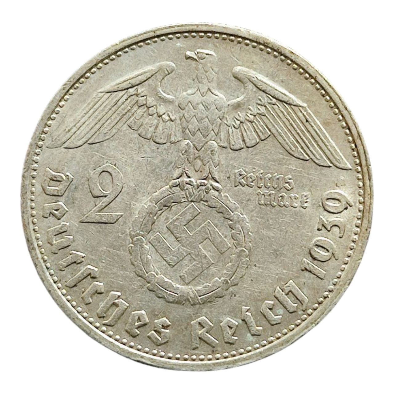 Німеччина - Третій рейх 2 рейхсмарки, 1939 Мітка монетного двору "G" - Карлсруе