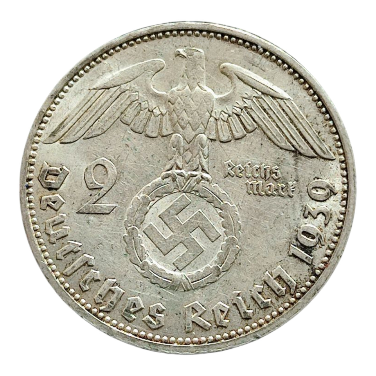 Німеччина - Третій рейх 2 рейхсмарки, 1939 Мітка монетного двору "J" - Гамбург