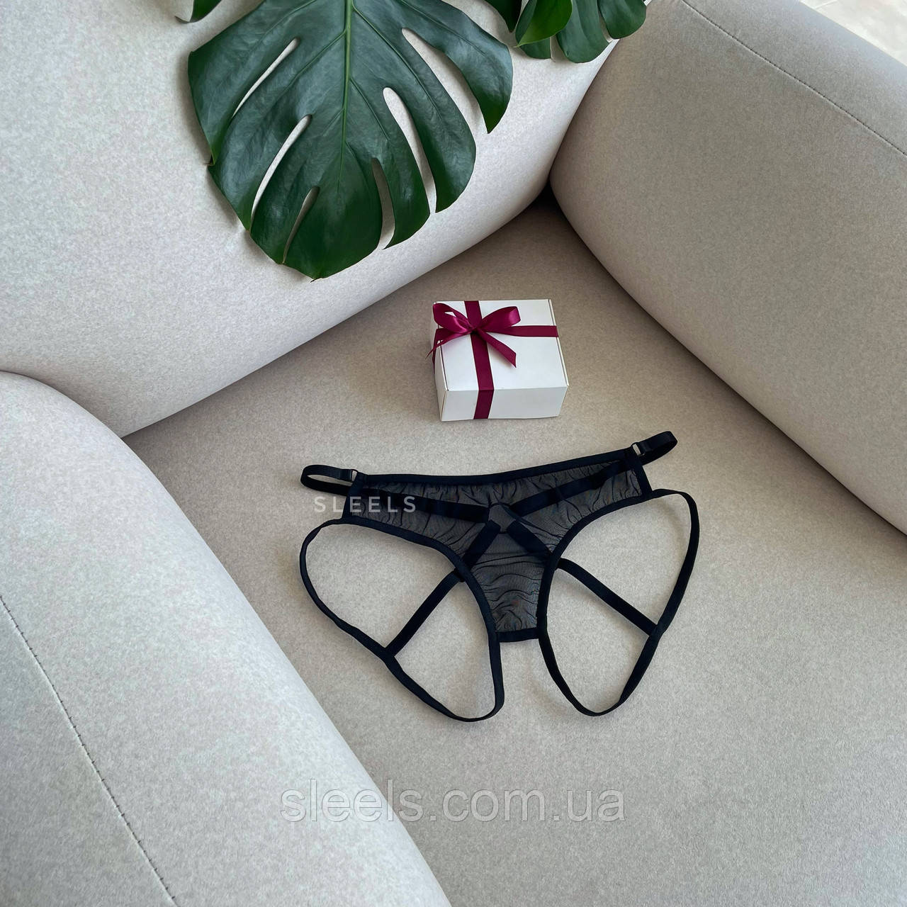 Трусики з сітки із відкритим доступом ззаду, фото 1