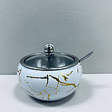 Цукорниця з нержавіючої сталі з ложкою 300 мл "Білий мармур" Empire EM-4319, фото 2