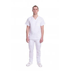 Костюм котоновий Premium Балтімор білий-стр.електрик,кор.рук. (р50)
