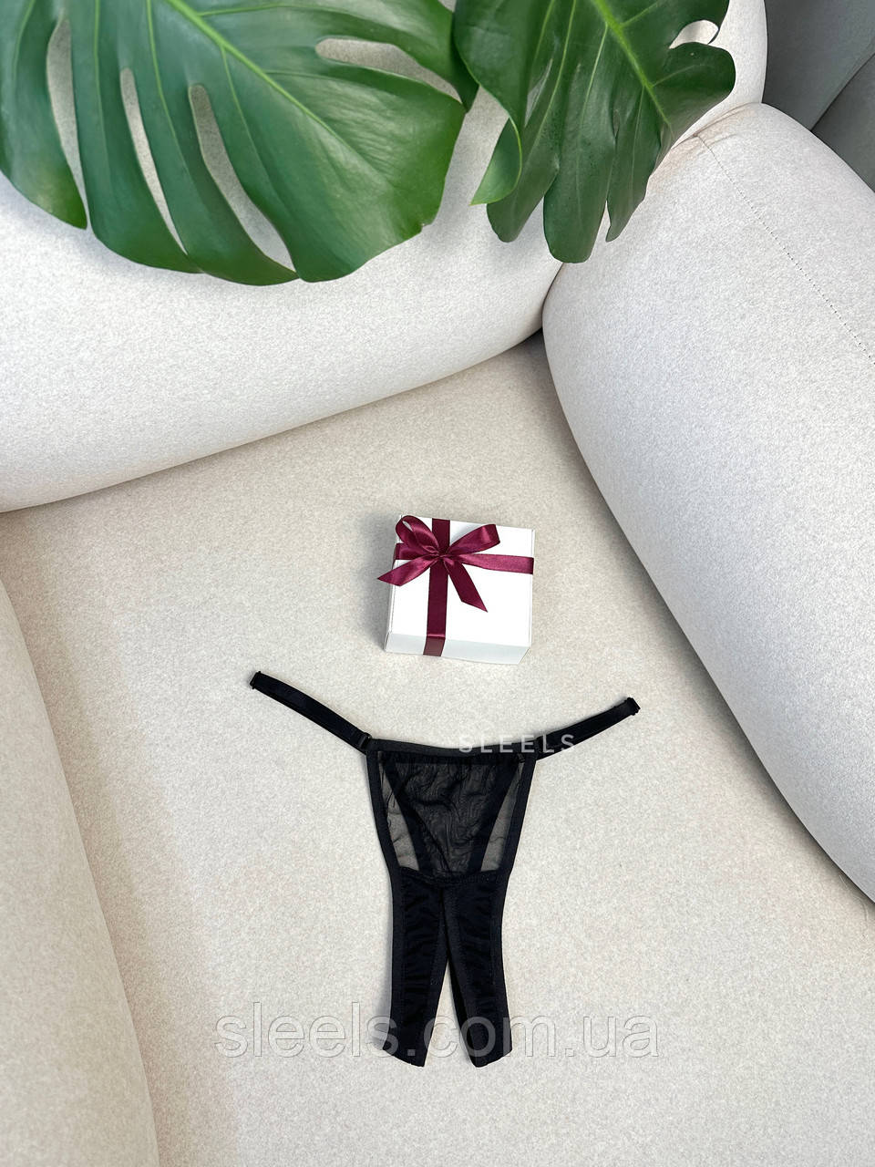 Трусики з відкритим доступом з еластичної сіточки, фото 1