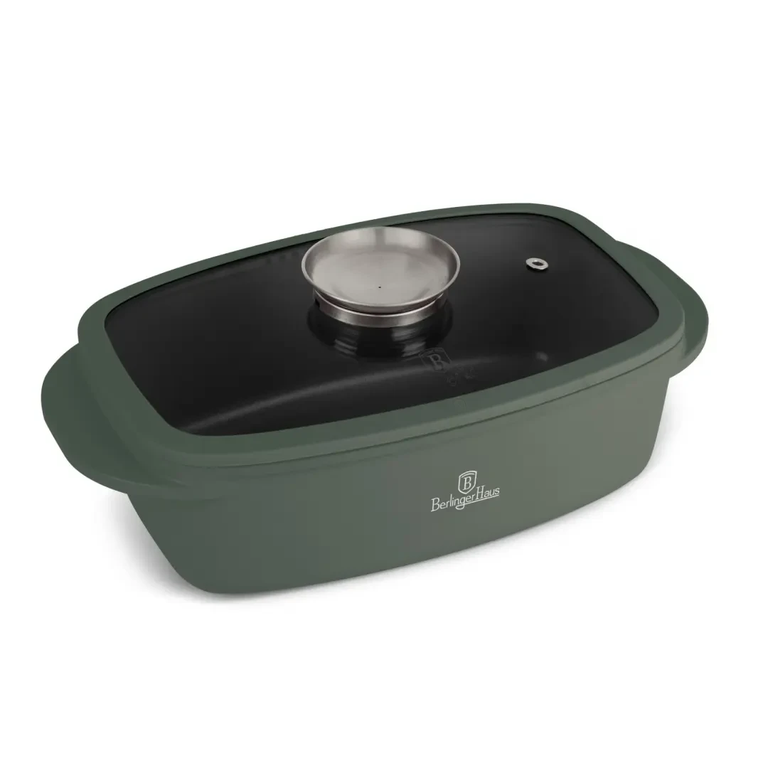 Жаровня зі скляною кришкою і ручкою ароматизації Berlinger Haus Matte Green Collection (BH-8775)