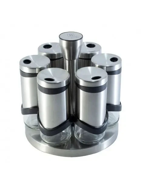 Набір для спецій на круглій підставці 7 предметів Berlinger Haus Black Silver Collection (BH-1991)