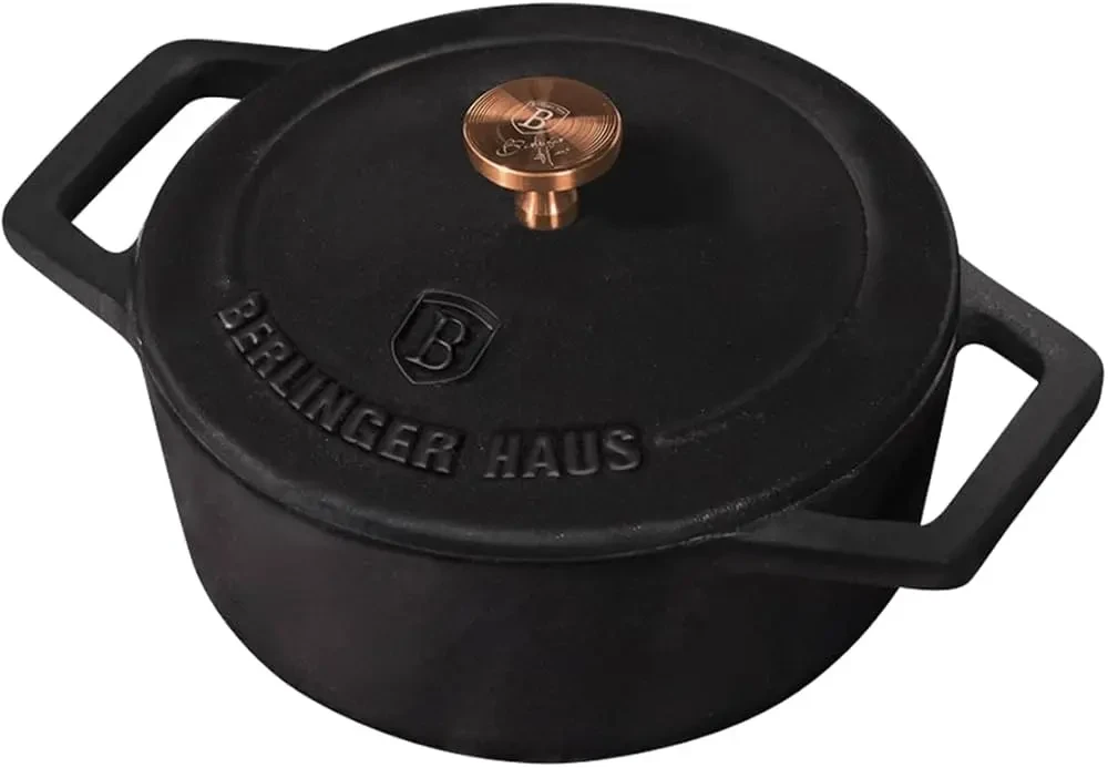 Порційна чавунна кастрюля 12 см 0,55 л Berlinger Haus Black Royal Collection (BH-6490)