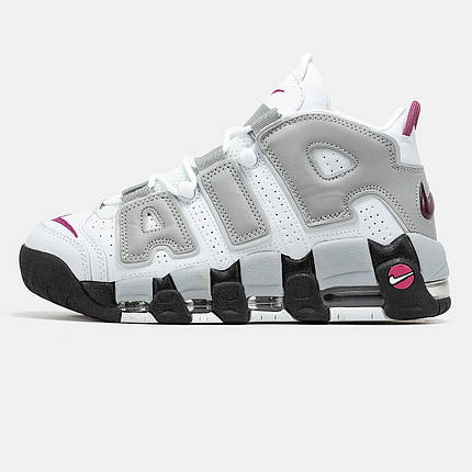 Жіночі Кросівки Nike Air More Uptempo White Grey Pink / Найк Аїр Мор Аптемпо Білі з Сірим та Рожевим, фото 1