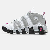 Жіночі Кросівки Nike Air More Uptempo White Grey Pink / Найк Аїр Мор Аптемпо Білі з Сірим та Рожевим, фото 4