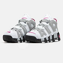 Жіночі Кросівки Nike Air More Uptempo White Grey Pink / Найк Аїр Мор Аптемпо Білі з Сірим та Рожевим, фото 5