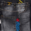 Широкі чоловічі джинси John Lucca сірі з потертостями та вишивкою Basketball, вільний крій, фото 5