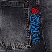 Широкі чоловічі джинси John Lucca сірі з потертостями та вишивкою Basketball, вільний крій, фото 2