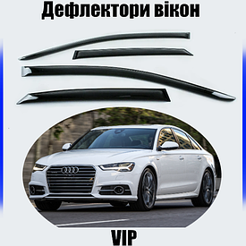 Дефлектори вікон, вітровики Audi A6 (C7) седан 2012-2018 (скотч) VIP