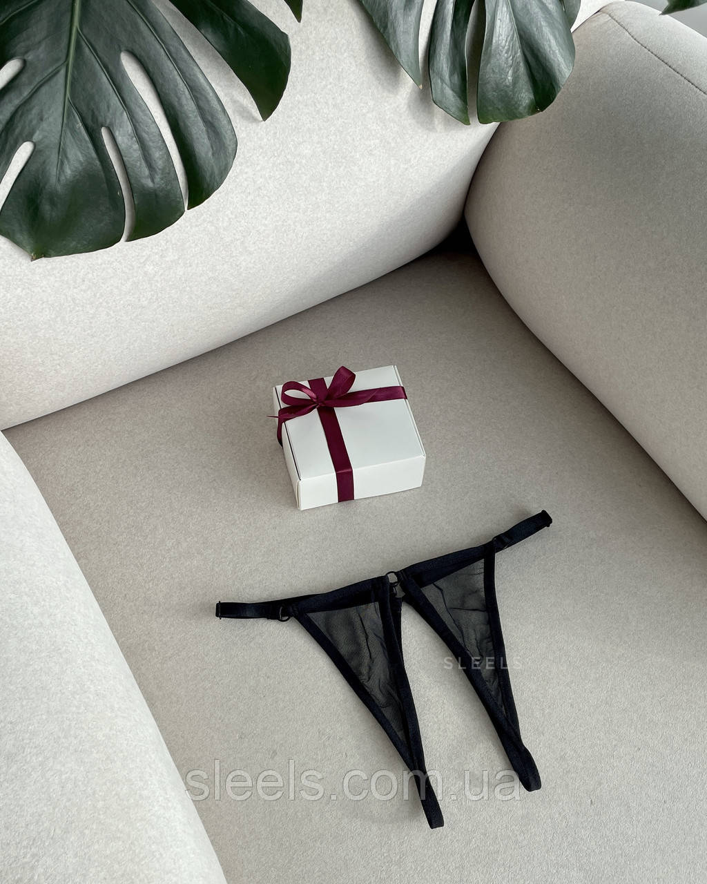 Трусики з відкритим доступом з прозорої сіточки, фото 1