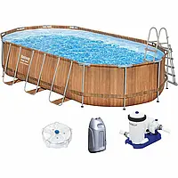 Каркасний басейн Bestway 56719 (610х366х122 см) з гідромасажем, картриджним фільтром і драбиною