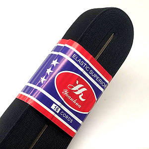 Широка китайська резинка для одягу 3см х 8,5м Чорна