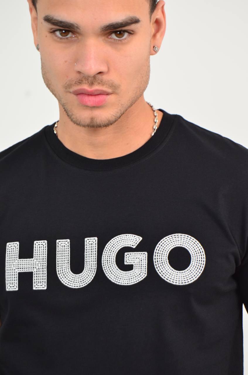 Чоловіча футболка Hugo Boss чорна брендова футболка Хуго люкс якість