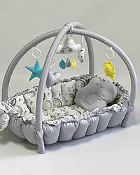 Дитячий ігровий розвивальний килимок 2в1 Premium 0759 "Райдуга" кокон гніздечко для новонародженого