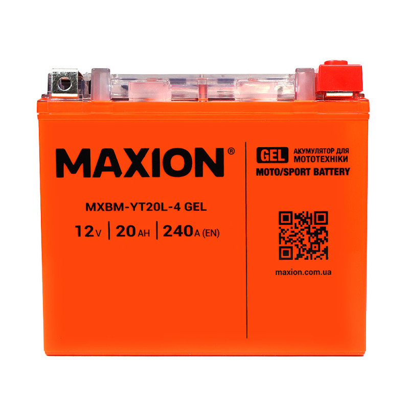 Мото акумулятор MOTO MAXION 24MXBM-YT20L-4 GEL (12V, 20Ah, 240A, -/+)