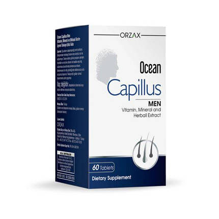 Таблетки проти випадіння волосся у чоловіків з вітамінами, мінералами та рослинними екстрактами Orzax Ocean Capi, фото 1