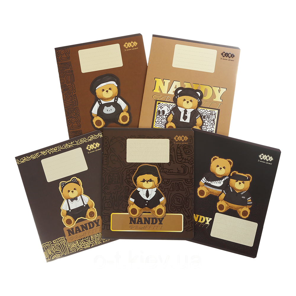 Зошит учнівський шкільний BEAR, 24арк., 5шт., клітинка, математика KIDS LINE ZB25.1772K