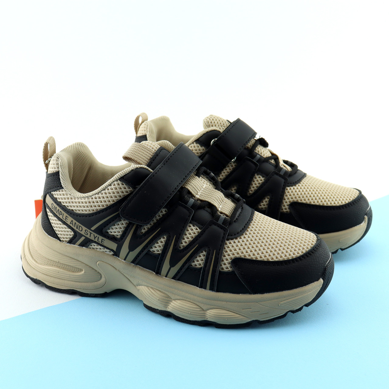 Кросівки для дітей бежеві з чорними вставками Тм BI&KI