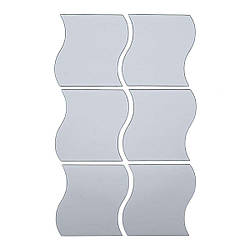 Дзеркальний декор акриловий самоклеючий 120*80мм срібло, 6шт (D) SW-00002509