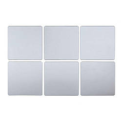 Дзеркальний декор акриловий самоклеючий Квадрати 100 мм, срібло 6 шт (200х300)