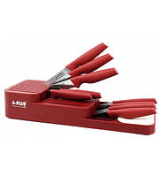 Набір ножів 9 пр.,з пластиковими ручками на підст., A-Plus, Арт.61900