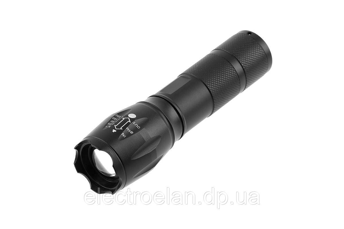 Ліхтарик кишеньковий GTV SOS Zoom на батарейках 3xAAA, 5Вт, 6400K, 200м, IP44, чорний