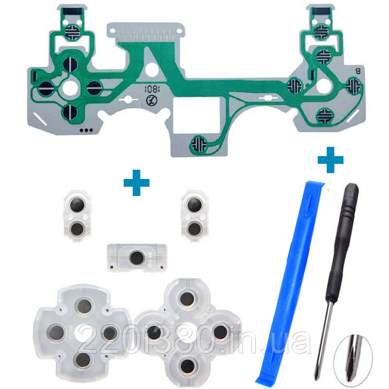 Шлейф + контактні кнопки Dualshok 4 V2 JDM-050/JDM-055 + викрутка + лопатка