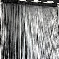 Нитяна шторка однотонна Чорна 300x280 cm ALBO (NO-3), фото 3
