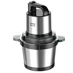 Чопер подрібнювач з чашею 3,5 літри м'ясорізка 4 леза нержавіюча сталь м'ясорубка Sokany SK-7028