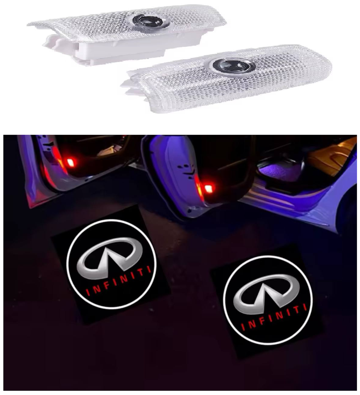 Штатне підсвічування дверей з логотипом Infiniti (комплект 2-шт) QX50/QX60/QX70/QX80, Q50/Q60/Q70, FX37/FX50