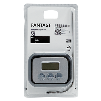 Термометр із таймером для м'яса IKEA FANTAST (ІКЕА ФАНТАСТ). 20103016. Чорний