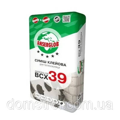 Клей для пінопласту (приклеювання теплоізоляції) Anserglob ВСХ-39 (25 кг)