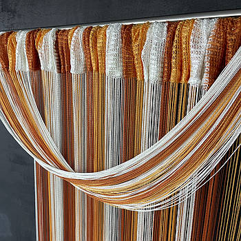 Нитяні штори однотонні Біло-Коричнево-Помаранчеві 300x280 cm ALBO (NO-201)