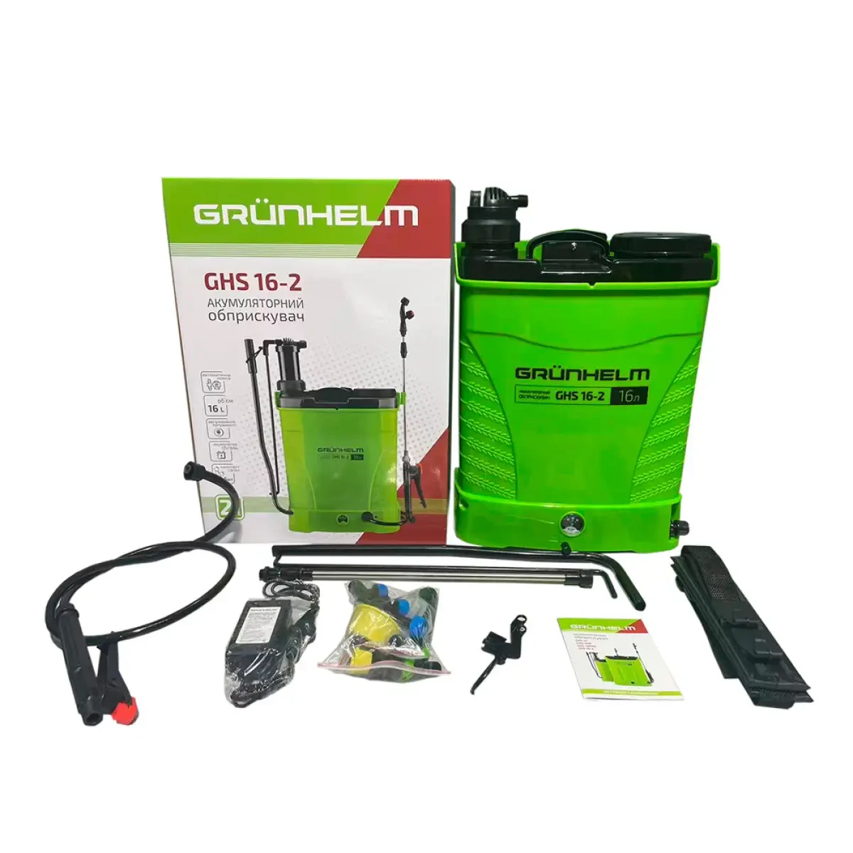Обприскувач акумуляторний GRUNHELM - GHS -16-2, 8 Аг, 12 Вт, 2-4 бар, 16 л