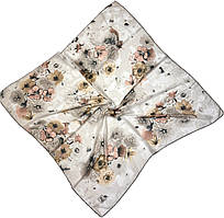 Ніжна літня шифонова жіноча хустка. Турецька натуральна хустка з квітковим малюнком Коричневий