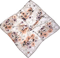 Ніжна літня шифонова жіноча хустка. Турецька натуральна хустка з квітковим малюнком Теракотово-коричневий