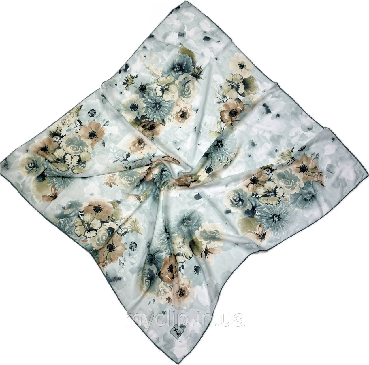 Ніжна літня шифонова жіноча хустка. Турецька натуральна хустка з квітковим малюнком, фото 1