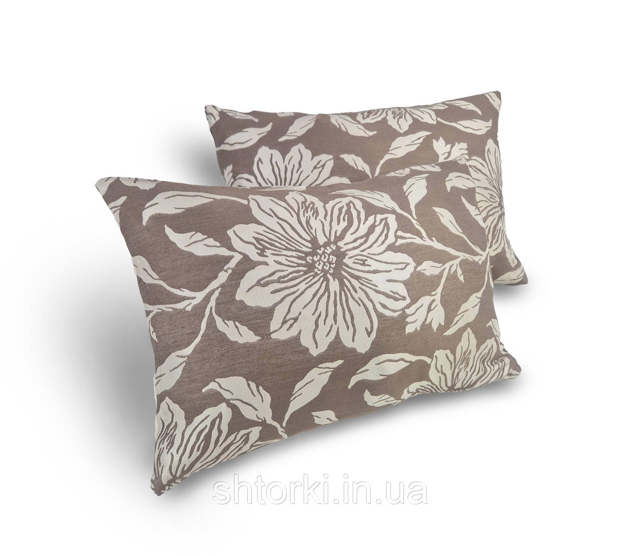 Комплект декоративних подушок Firanka Flowers 50х32см 2шт коричневий з молочним (п_0758)