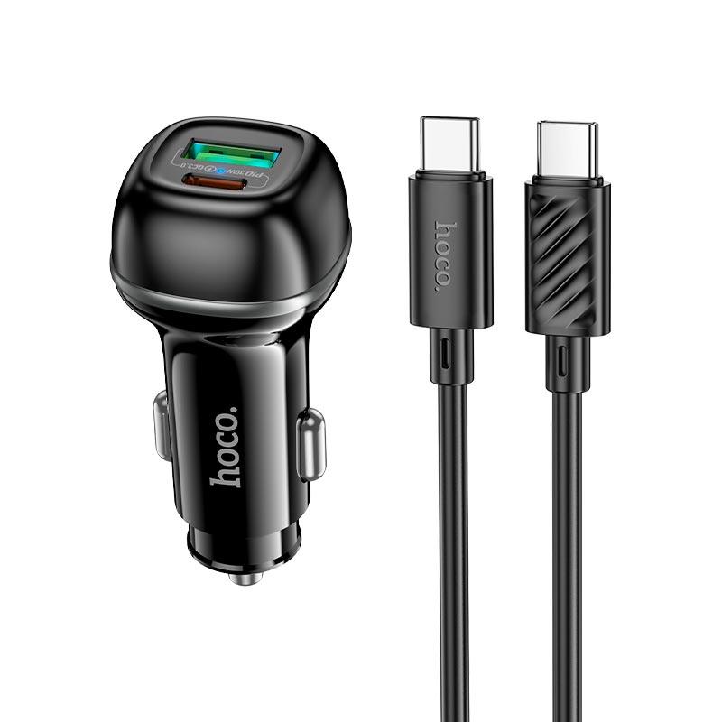 Адаптер автомобільний Hoco Rank dual port Car charger Z58A (Type-C to Type-C set) |1USB/1Type-C, 48W чорний