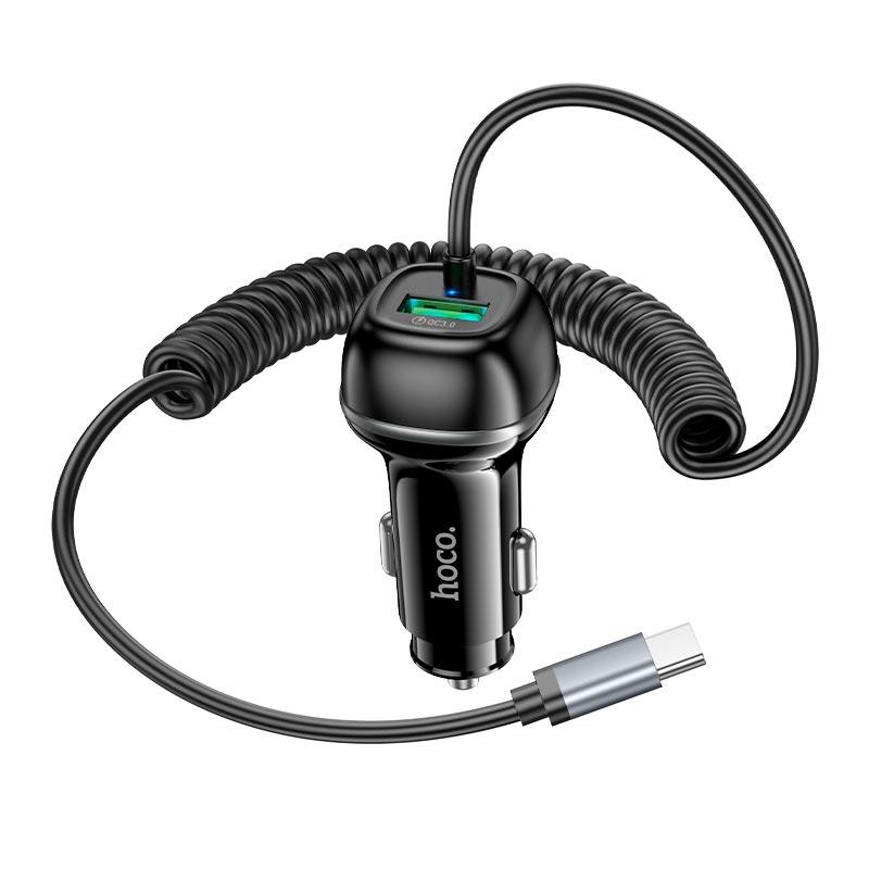 Адаптер автомобільний Hoco Rank Car charger Z58B (Type - C Cable set) |1Type-C, 48W/3A, PD30W/QC| чорний
