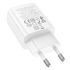 Адаптер мережевий HOCO Gentle charger N63 |1USB/1Type-C, 30W/3A, PD/QC| білий, фото 2